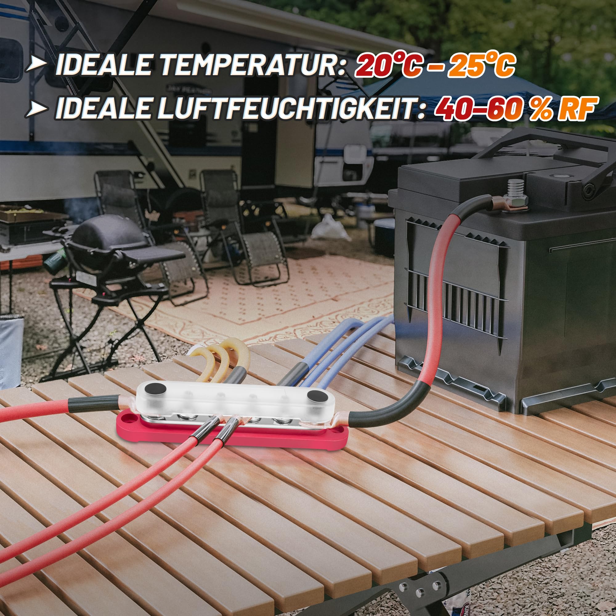 RED WOLF 150A Sammelschienen Verteilerblock mit 6x M6 Klemmenbolzen, Positive Masse Stromverteilungsblock Busbar für Auto Marine RV Wohnmobil Lkw Elektrik System Klemmleisten