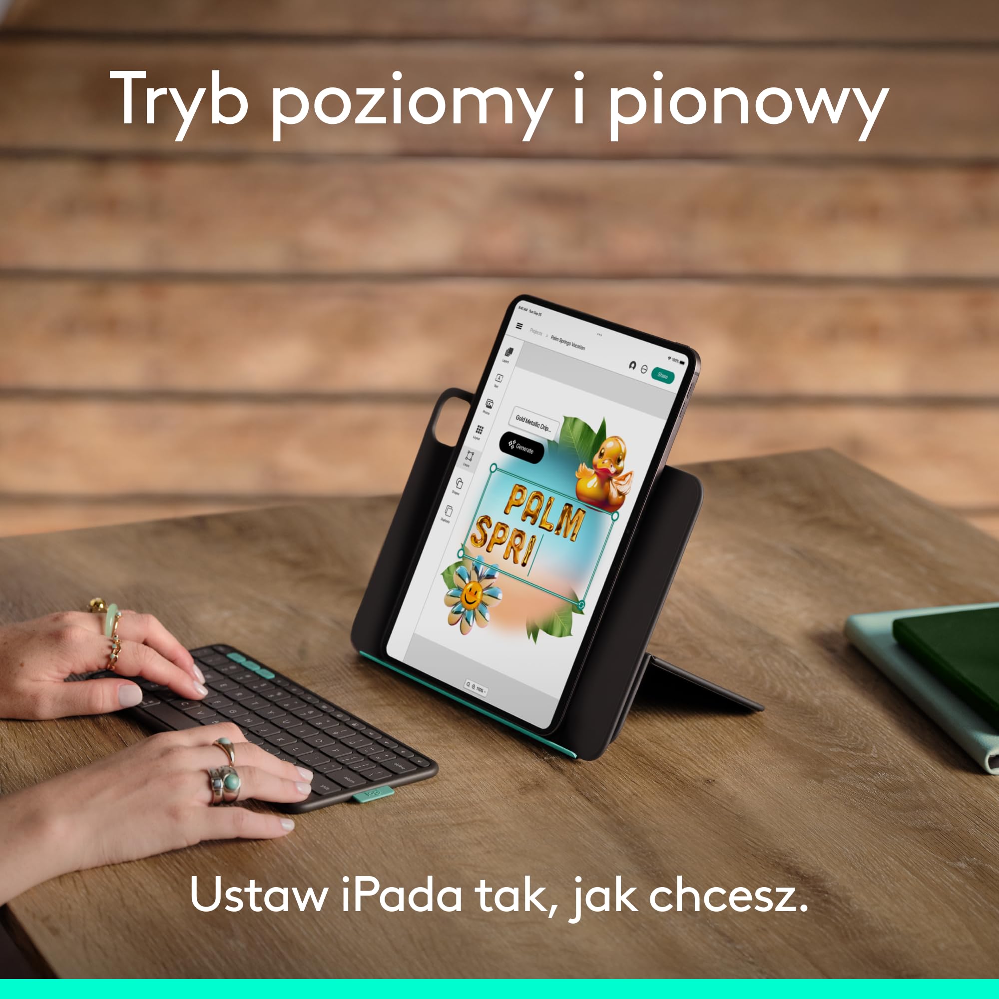 Logitech MX Anywhere 3S Kompaktowa Bezprzewodowa Myszka + Flip Folio, etui klawiaturą do iPada Pro (M4) i iPada Air 11 cali(M2 i M3)(5. gen — 2024 r.)chowane etui ochronne z Bluetooth,QWERTY US INT'L
