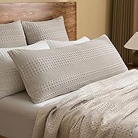 Vista 23 de PHF Fundas de almohada con tejido de gofre de 24" x 24", paquete de 2, funda de almohada cuadrada 100% algodón para decoración de ropa de cama, sin