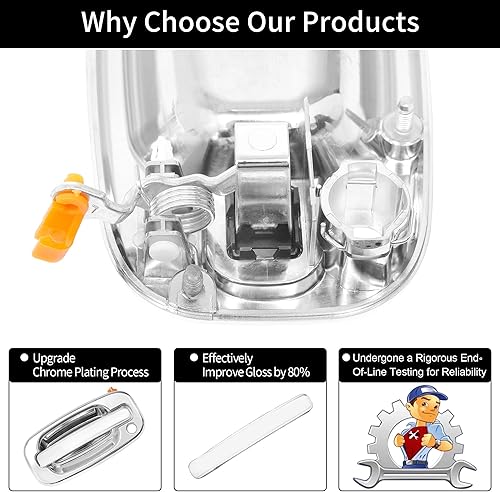 Miniatura 4 de Juego de manijas de puerta exterior, todo cromado, compatible con Chevy Silverado Suburban Tahoe Avalanche 1999-2007, GMC Sierra Yukon, Cadillac