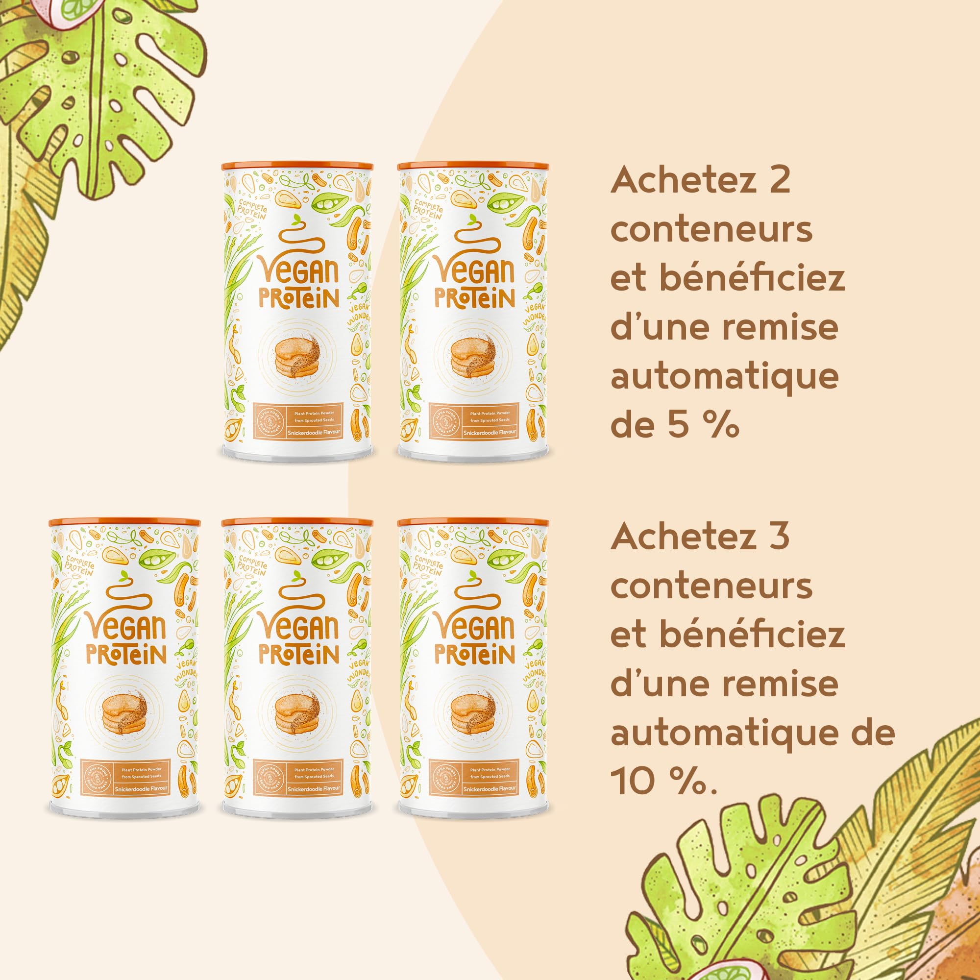 Vegan Proteine en Poudre [600g] | Snickerdoodle | 23g Protein | Protéine Powder de Soja, Riz, Pois & Graines de Tournesol | Pre/Post Workout Proteines Musculation | Shake Protéines | Alpha Foods