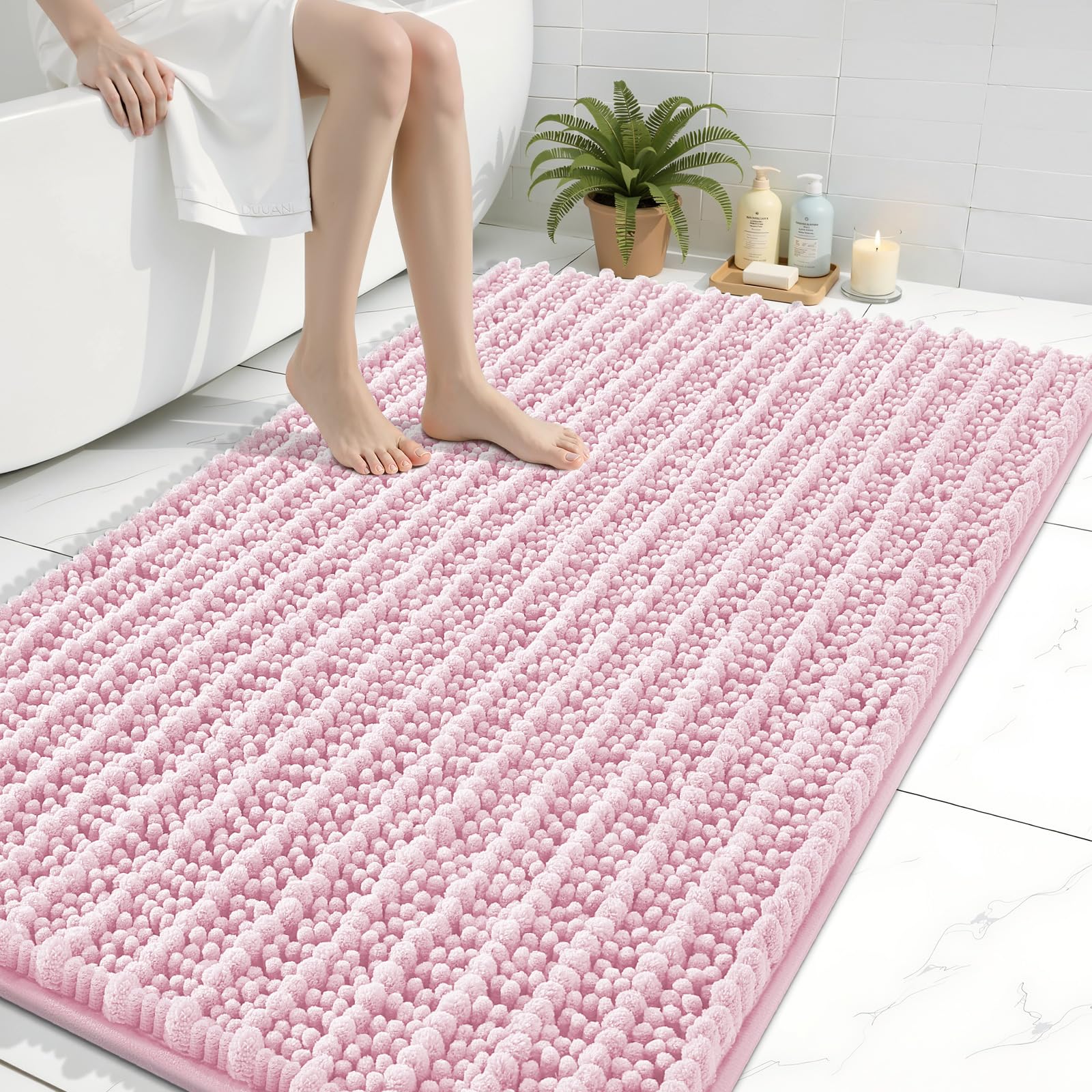 Arotive Bathroom Rugs Mat 47x32, Soft Absorbent Chenille Shaggy Bath Mat