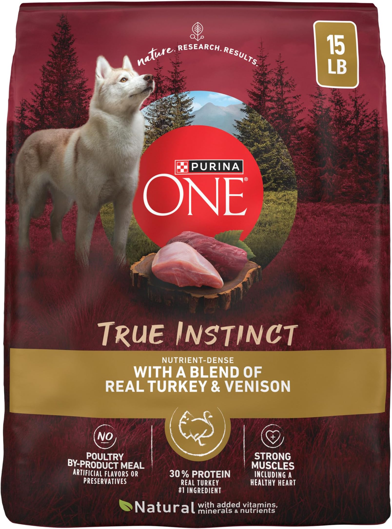 Purina ONE True Instinct With A Blend Of Real Turkey and Venison Dry Dog Food - 15 lb. Bag
