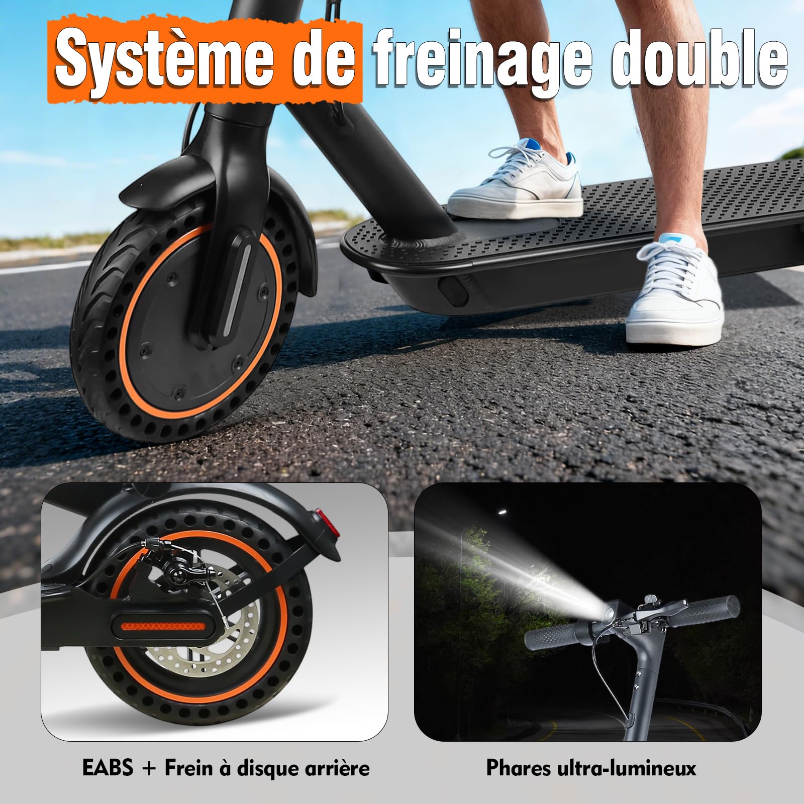 Trottinette Electrique – Moteur 350W (500W crête) 25km/h, Batterie 36V 7,8Ah Autonomie 30km, Pliable Ultra Légère 12kg, Pneus Pleins increvables, Double Freinage, Confortable pour Adulte et Ados
