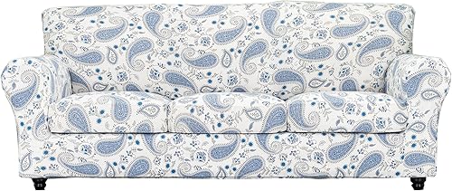 Miniatura 96 de CRFATOP Funda elástica para sillón de 2 piezas, suave y ajustable, con brazos, protector de muebles lavable para sala de estar, mascotas, perros,