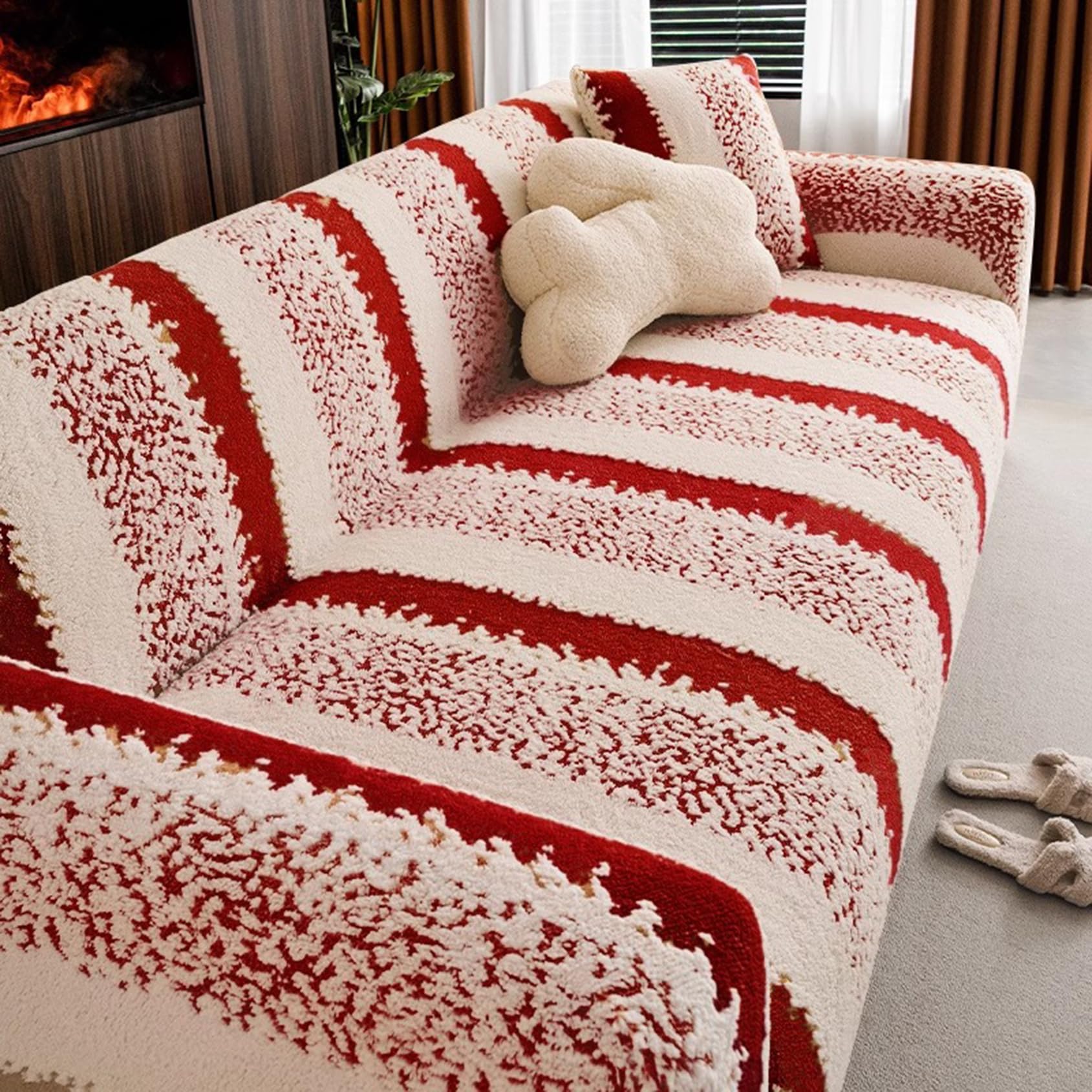 Qlkiybg Red Sofa Slipcover High Stretch 1 2 3 4 Seater Couch Covers Anti Slip Thickened Sofa Slipcovers Universal Sofa Cover All-Inclusive Couch Couch Cover Non Slip Sofa Sli(Size:3 Seater(190-230Cm),Color:red)