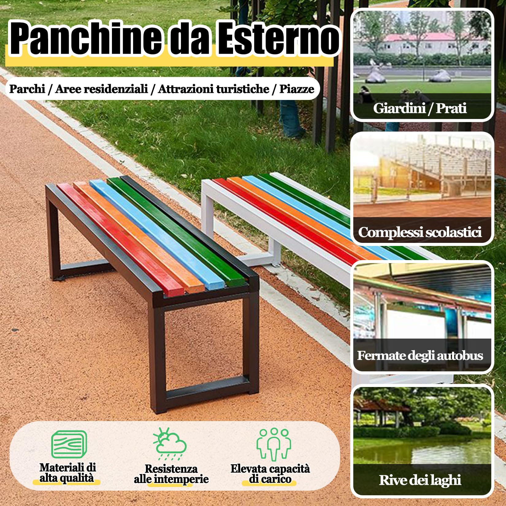 Panchina da Giardino in Ferro,Panca da Giardino,Panca da Pranzo per 2-3 Persone con Seduta a Doghe 100×40×45cm Bianco Seduta Doghe in Legno Naturale,da Esterno,Balcone o Terrazzo