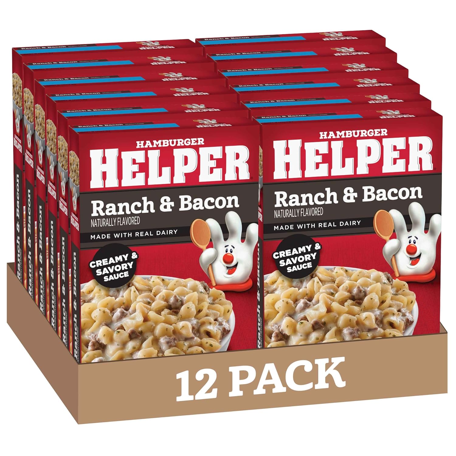 Hamburger Helper Ranch & Bacon Pasta Meal (5.9 oz - 12 Pack) No Artificial Flavors, Ready in 3 Easy Steps, Quick Meals for Midweek Dinners, Busy Evenings & Families On-the-Go