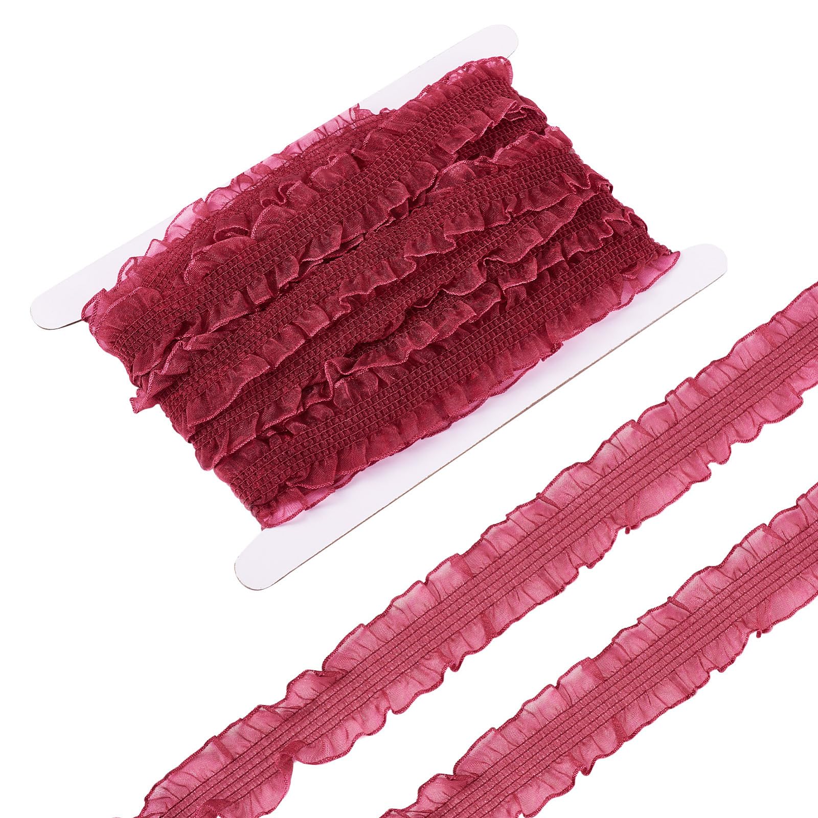 10Yards Elastic Red Lace Trim Vintage Burgundy Christmas Ribbon for Sewing
