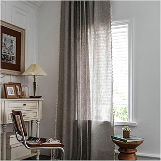 Gualiy Window Curtains Modern, Curtains 2 Panels for Bedroom Country Style Embroidered Tassels Blackout Curtains 52 inches Width Grey Window Curtains Blackout 108 inches Length