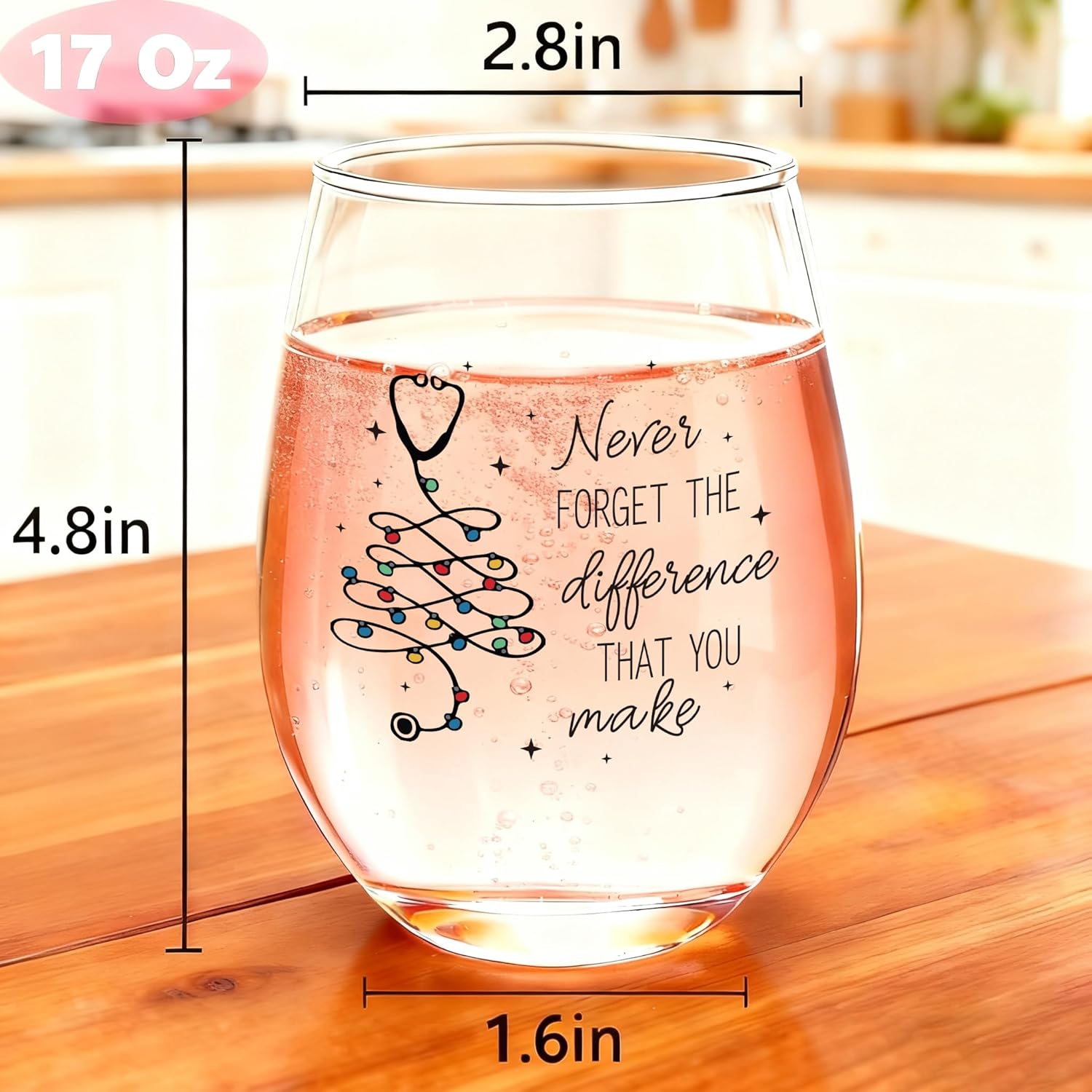 Nurse Gifts for Women - Never Forget The Difference You Make Wine Glass 17Oz, Appreciation Gift for Women Coworker Nurse Teacher Employee for Christmas Birthday - Image 6
