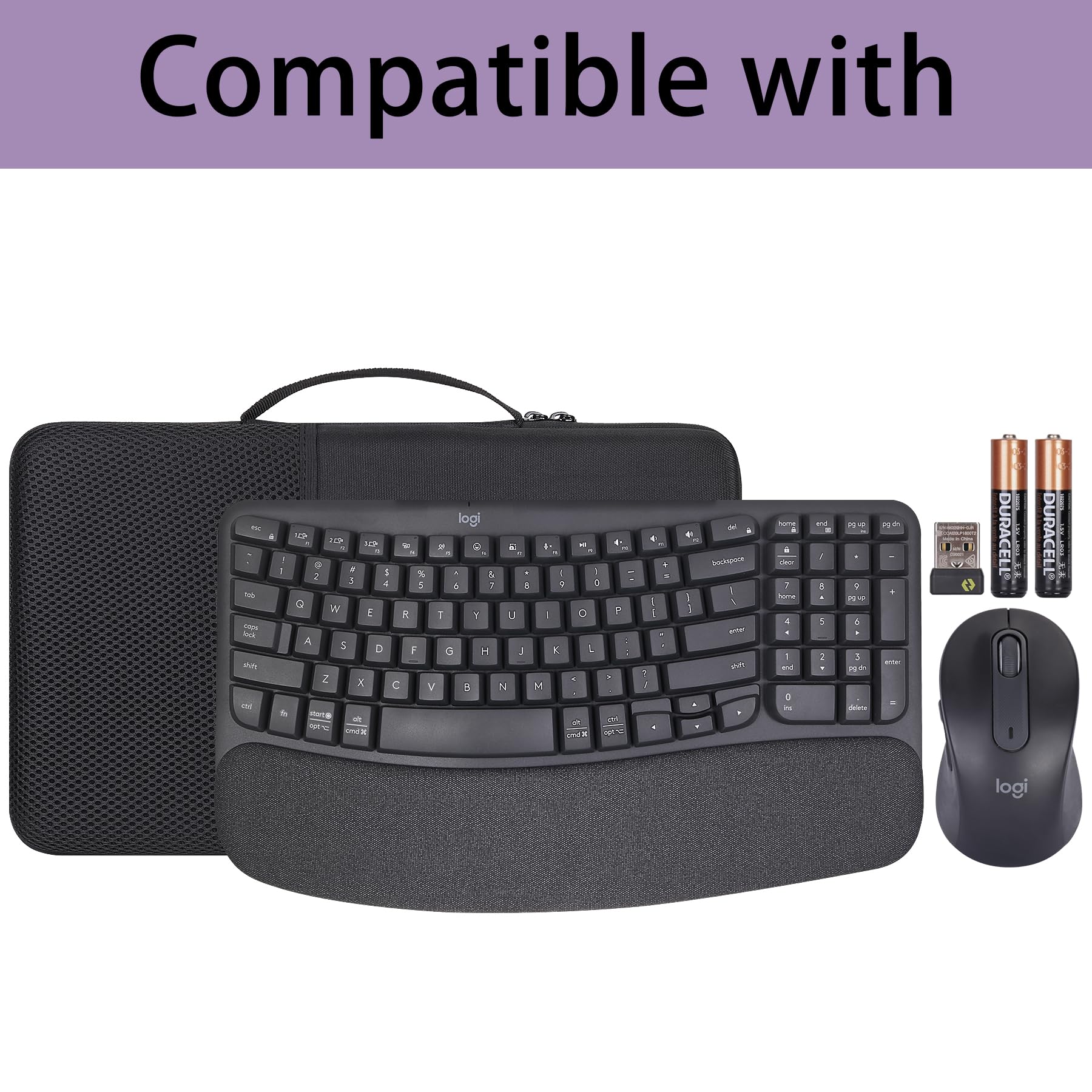 co2CREA cassa custodia borsa per Logitech Wave Keys Tastiera Wireless Ergonomica e Mouse Combo(solo scatola,Case Only)