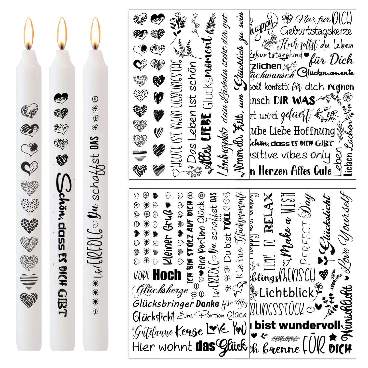 Sugeru 6 PCS Kerzentattoo Wassertransferdruck |wass Produktbild-Vorschau 6