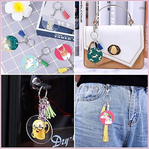 Miniatura 5 de 90 llaveros de acrílico transparente de 2 pulgadas, redondos, de plástico acrílico, transparente, para llavero, discos circulares rectangulares en