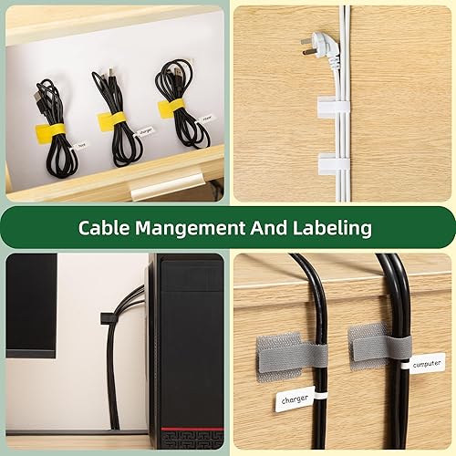 Miniatura 5 de 48 lazos autoadhesivos para organización de cables con 2 rollos de correas ajustables para cables, lazos de gestión de cables de gancho y bucle para