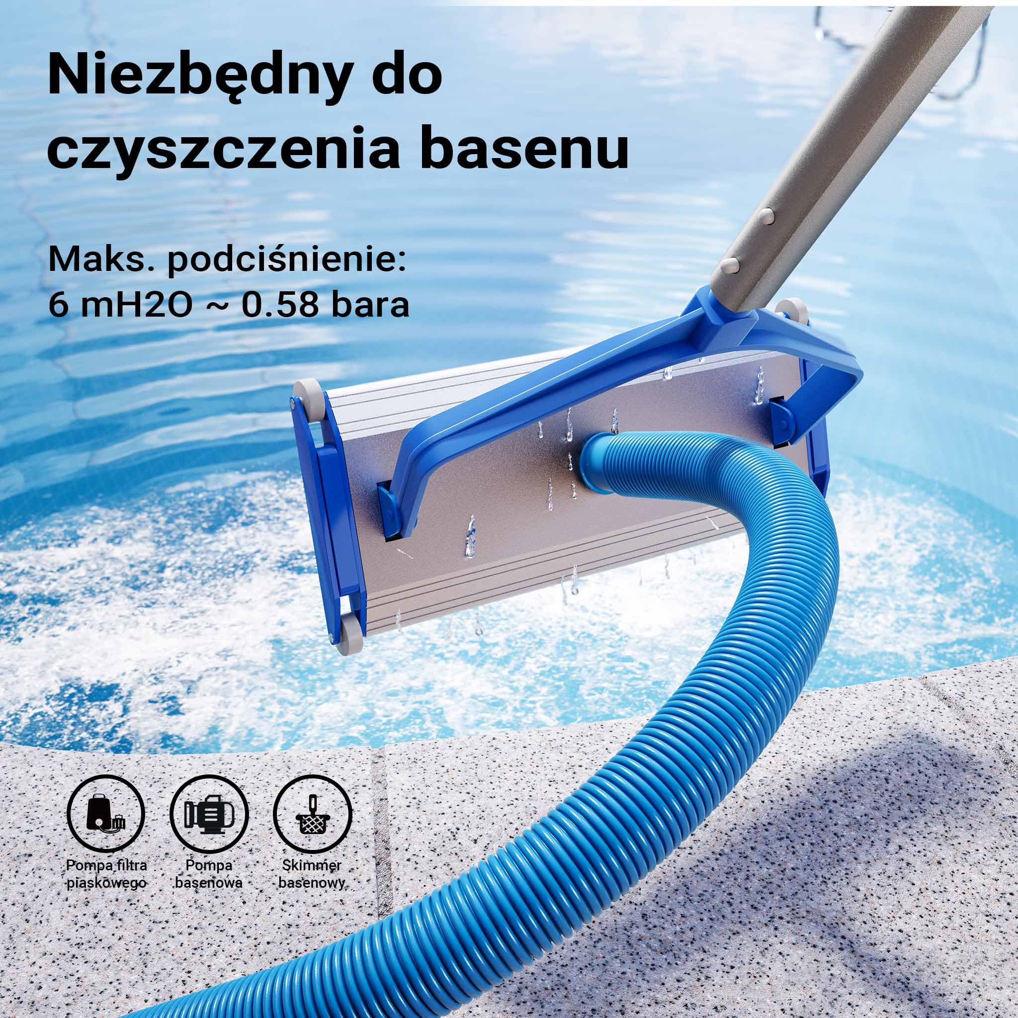 Wiltec Wąż do basenu o długości 15 m, Ø 38 mm niebieski wąż ssący do pompy basenowej z mufami, wąż solarny - Made in EU