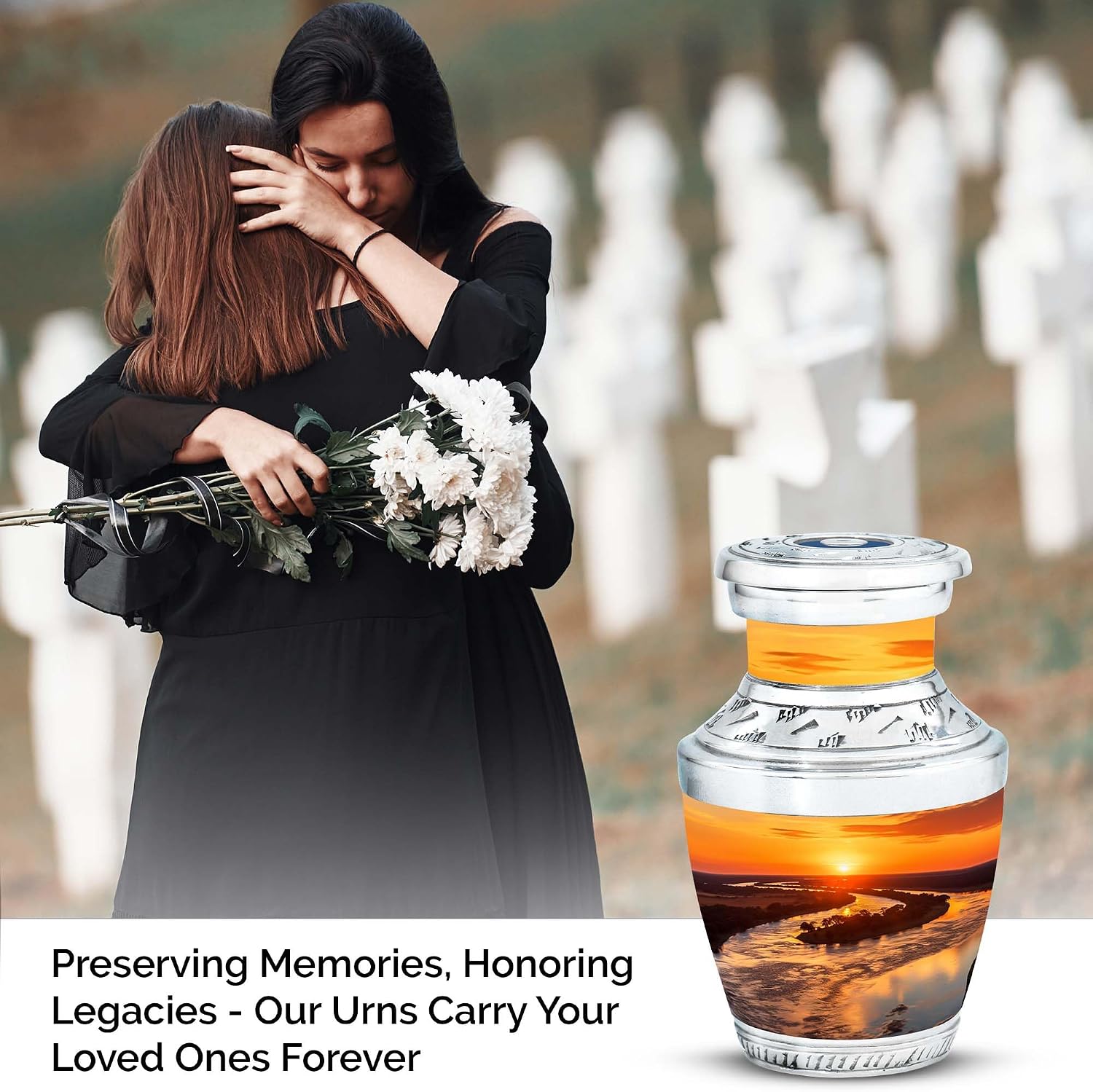 Majestic Sunset Over The Meandering Waterway, Ashes Keepsake for Men, Small Cremation Urns, Mini Keepsake Urn, Memorial Keepsake for Ashes 3''