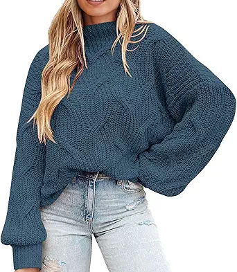 PRETTYGARDEN Women's Fall Oversized Pullover Sweaters Casual Crewneck Long Sleeve Chunky Cable Knit Tops Winter Clothing