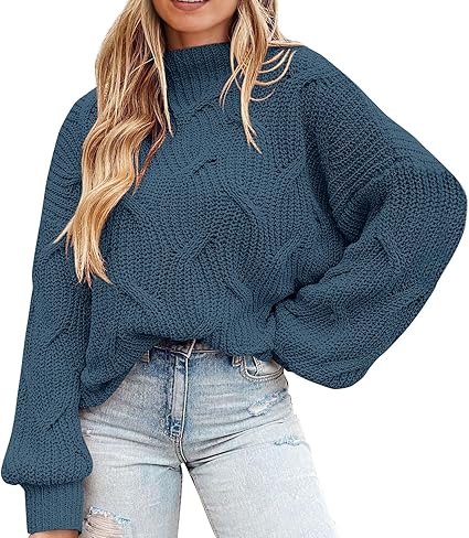 PRETTYGARDEN Women's Fall Oversized Pullover Sweaters Casual Crewneck Long Sleeve Chunky Cable Knit Tops Winter Clothing