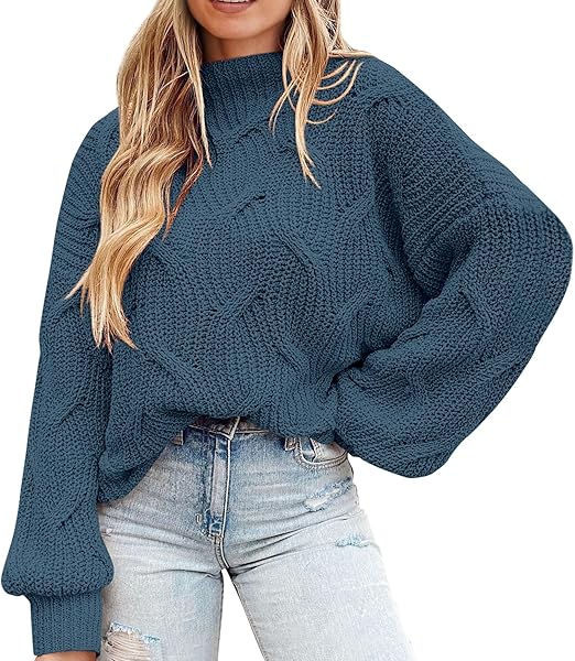 PRETTYGARDEN Women's Fall Oversized Pullover Sweaters Casual Crewneck Long Sleeve Chunky Cable Knit Tops Winter Clothing