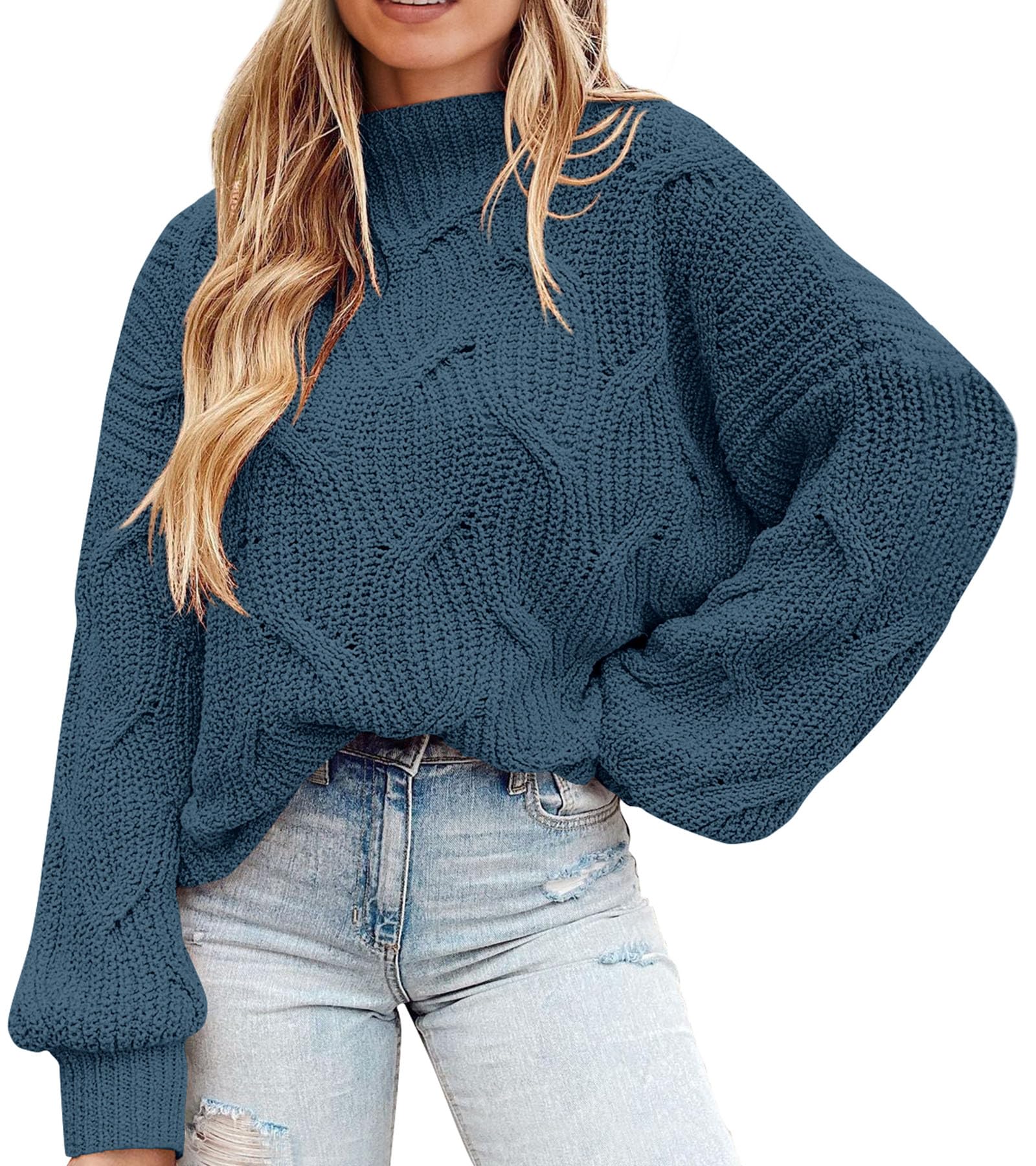 PRETTYGARDEN Womens Fall Oversized Pullover Sweaters Casual Crewneck Long Sleeve Chunky Cable Knit Tops Winter Clothing