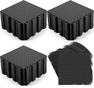 Thyle 50 Pack Drainage Mats Interlocking Rubber Floor Tiles 10" x 10" Non Slip Rubber Floor Tiles Outdoor Pool Deck Mats Modular Interlocking Cushion for Garage Bathroom Patio Flooring Shower