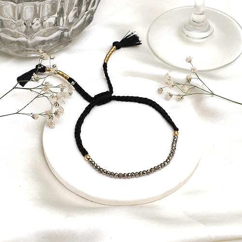 Miniatura 4 de Gempires Natural Pyrite Beads Braided Bracelet Abundance Crystal Bracelet for Everyone (Pyrite)