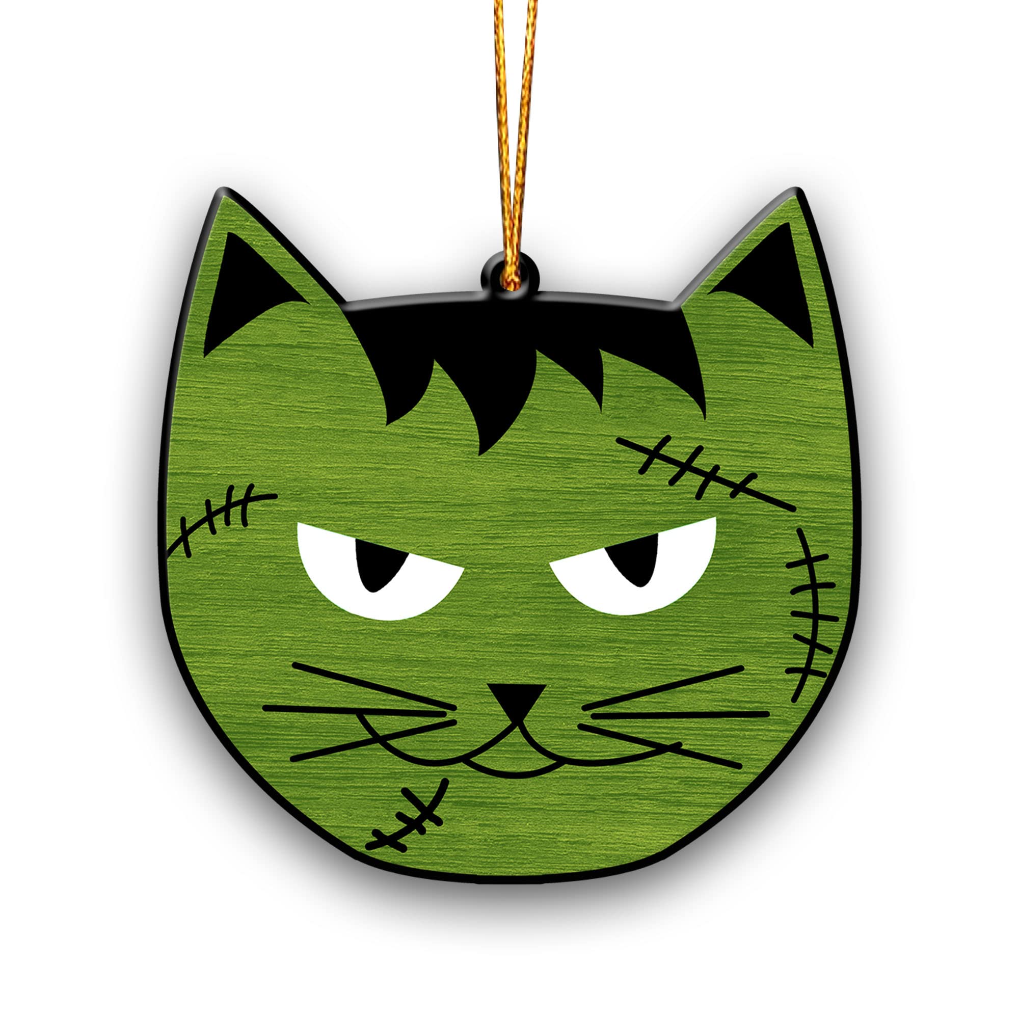Artsy Woodsy Green Monster Cat Gothic Halloween Ornament, for Family, Friends, Colleague, Halloween Ornament, Halloween Decor, Halloween Hanging Decor, Halloween Tree Decor