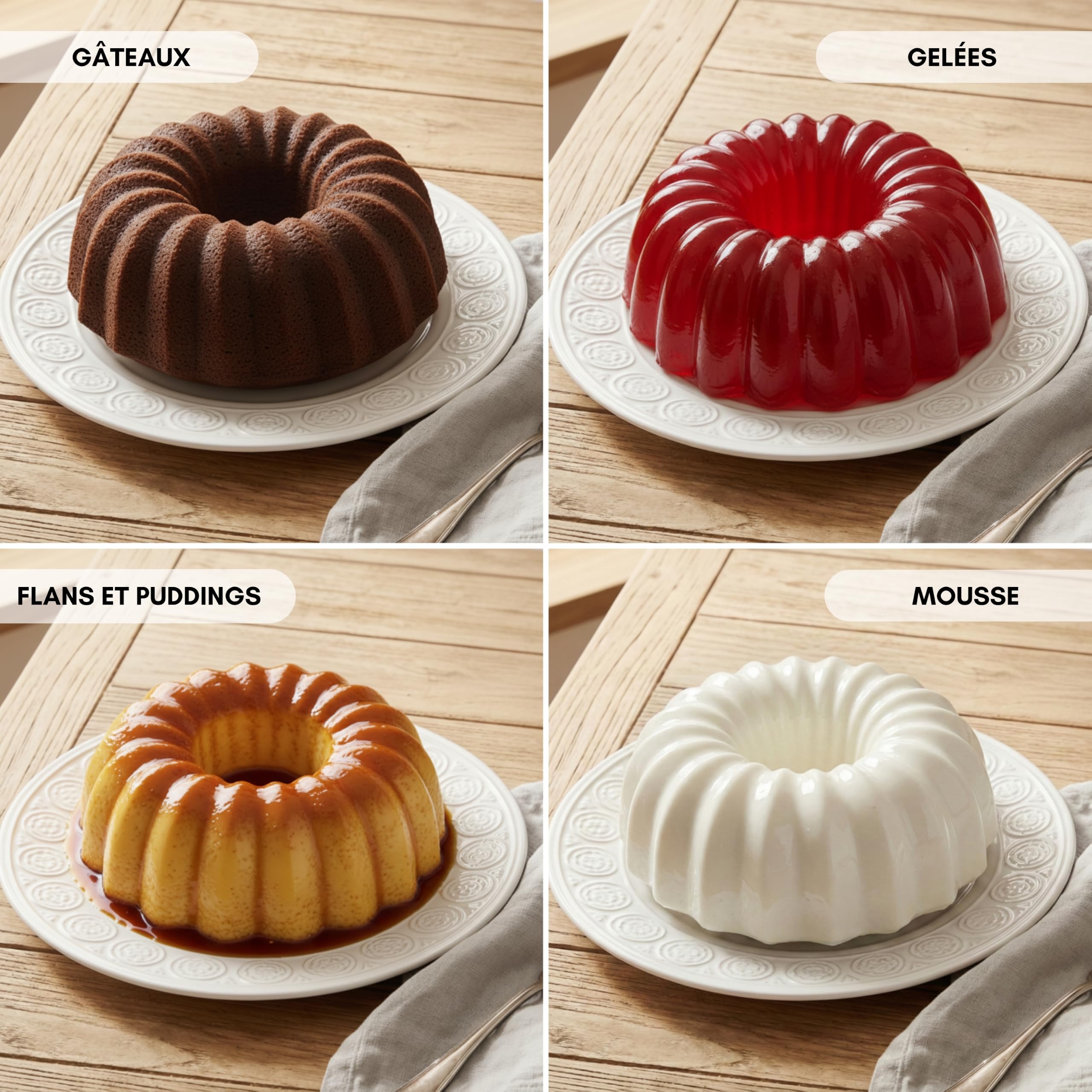 Erreke Moule à Gâteau avec Double Revêtement Antiadhésif, Classique | Moule Kouglof. Moule Gateau. Moule à Tarte. Aluminium Moulé Résistant. Savarin Cuisson Uniforme. Pour Pâtisserie Maison