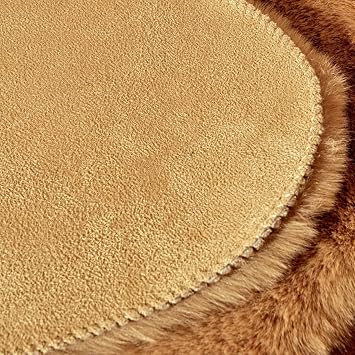 Rex Tavşanı Dekoratif Yuvarlak Post Halı Camel (Tüy Yüksekliği 22 mm)