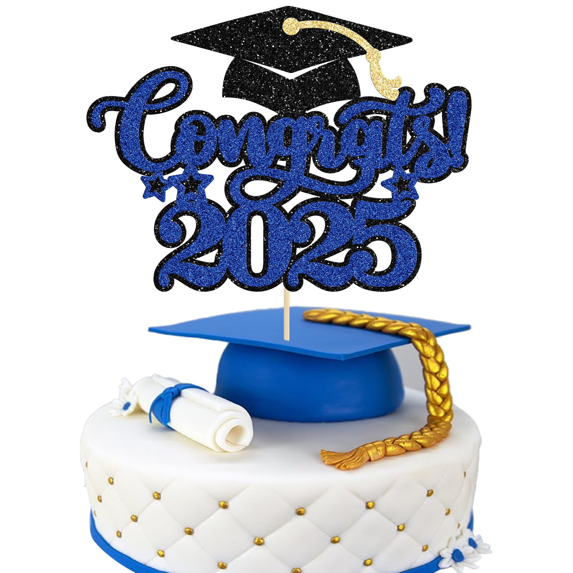 Gyufise 1Pcs Congrats 2026 Cake Topper Glitter Diploma Grad Cap Cake Pick Class of 2026 Graduation Cake Decoration for 2026 Graduation Theme Party