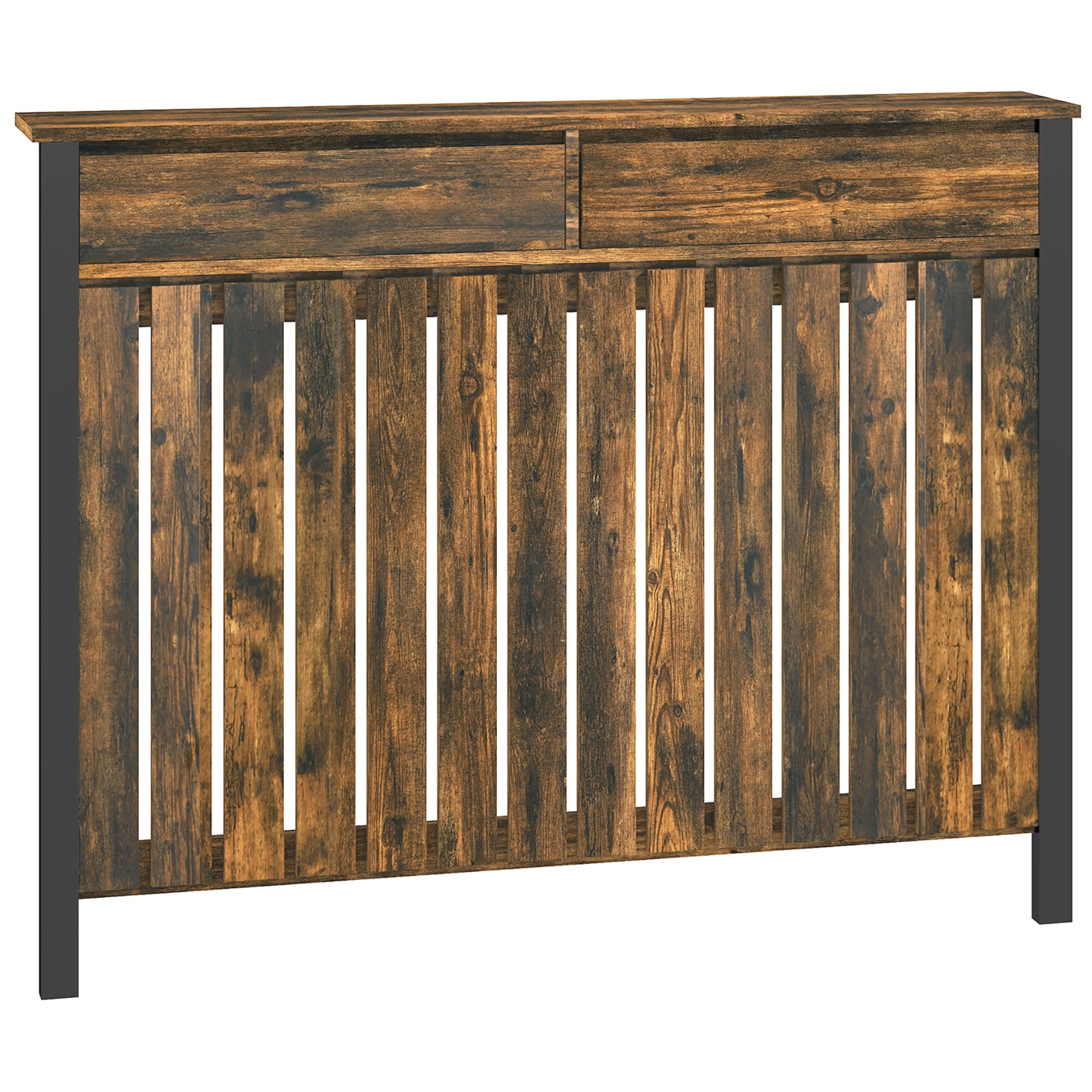 HOMCOM Radiator Cover with Drawer & Vertical Slats in Brown