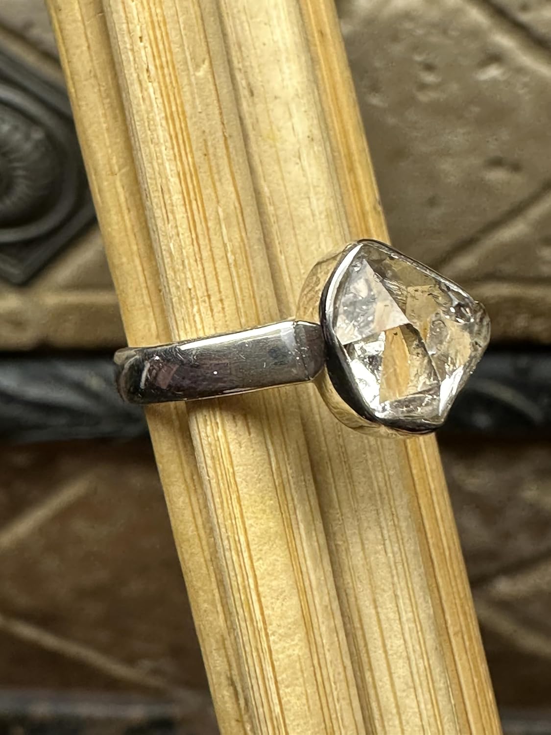 Natural Herkimer Diamond 925 Solid Sterling Silver Ring Size 6, 7, 7.5, 8, 8.25