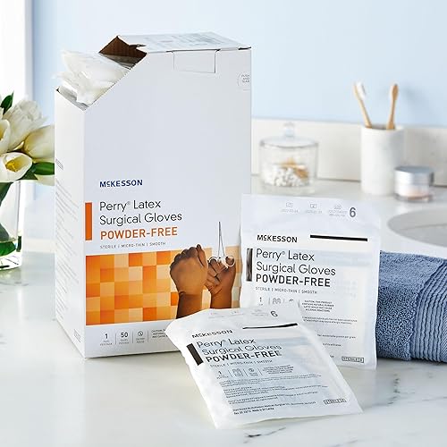 Miniatura 5 de McKesson Perry Disposable Sterile Pair Latex Surgical Glove Extended Cuff Length