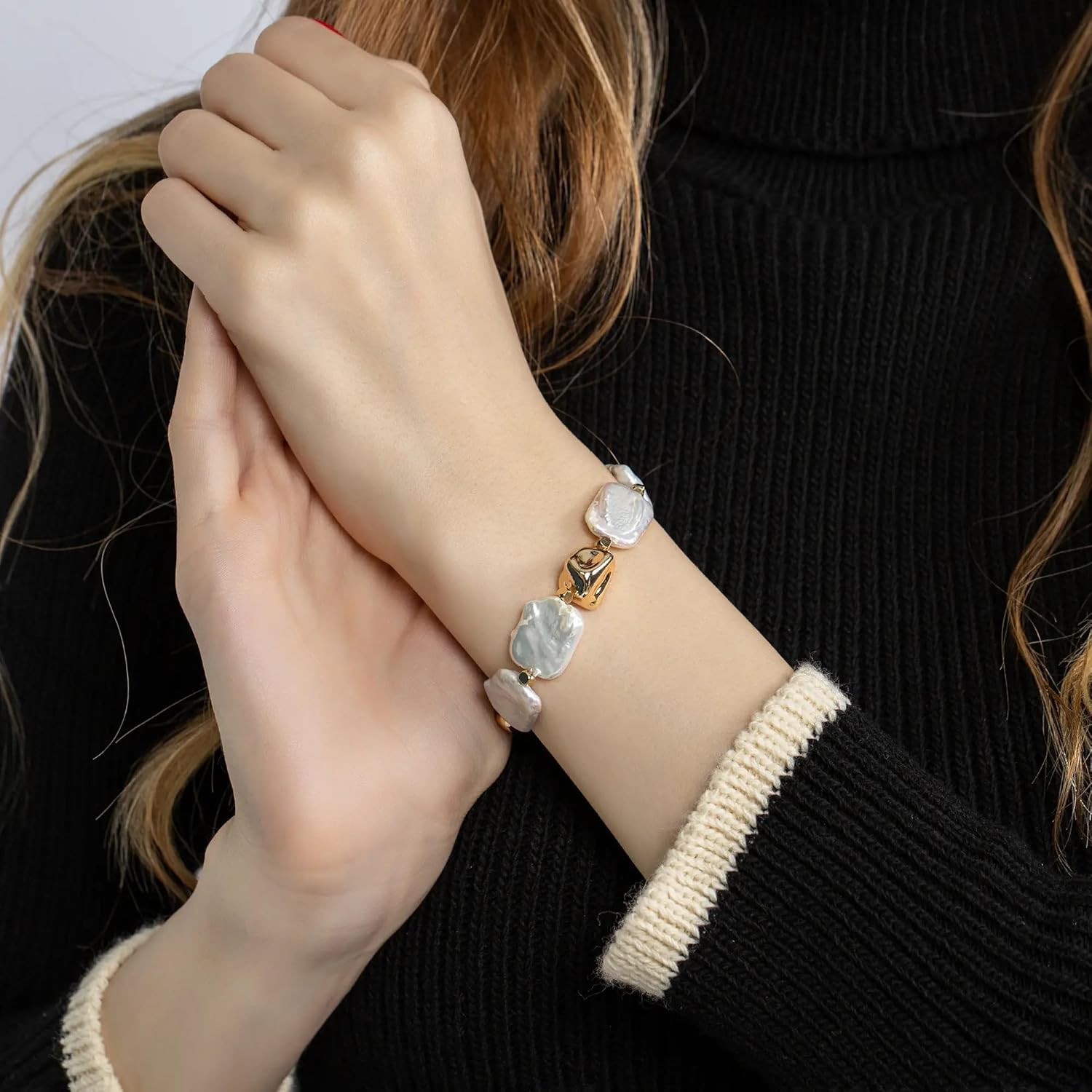 Siren Baroque Pearl Bracelet for Women, Freshwater Cultured Pearls Bracelet for Women, Natural Freshwater Cultured Genuine Pearl - Image 4