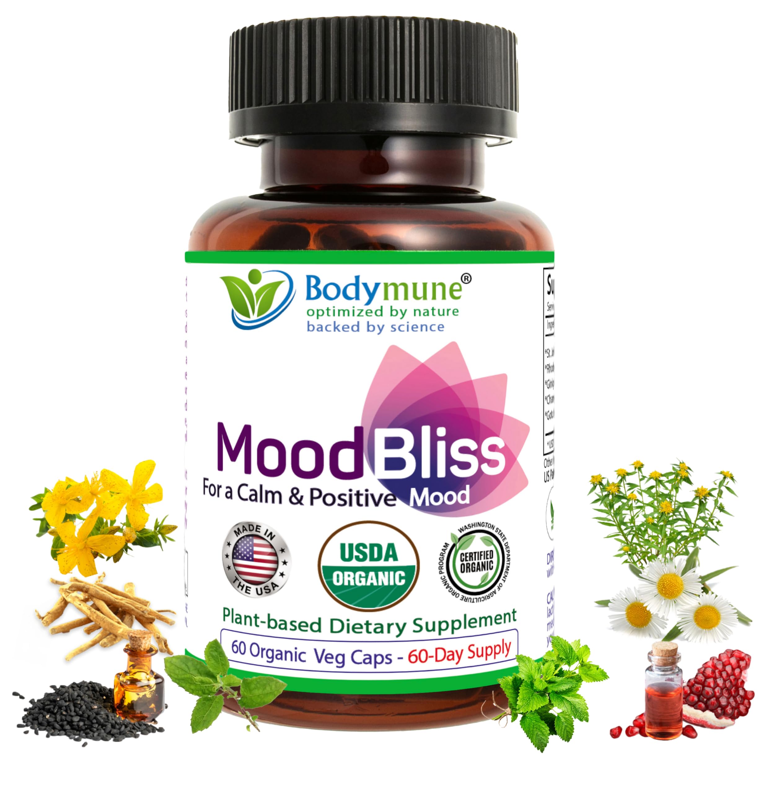 Bodymune Organic MoodBliss, 60 cts 60 Count (Pack of 1)