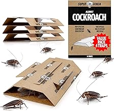 Super Ninja Cockroach Traps for Indoors – 4 Pack, Cockroach Control for Indoor Infestation, Safe & Toxin-Free Trap with Food Attractant, Nature-Friendly Pest Solution for Home, Garage & Shed