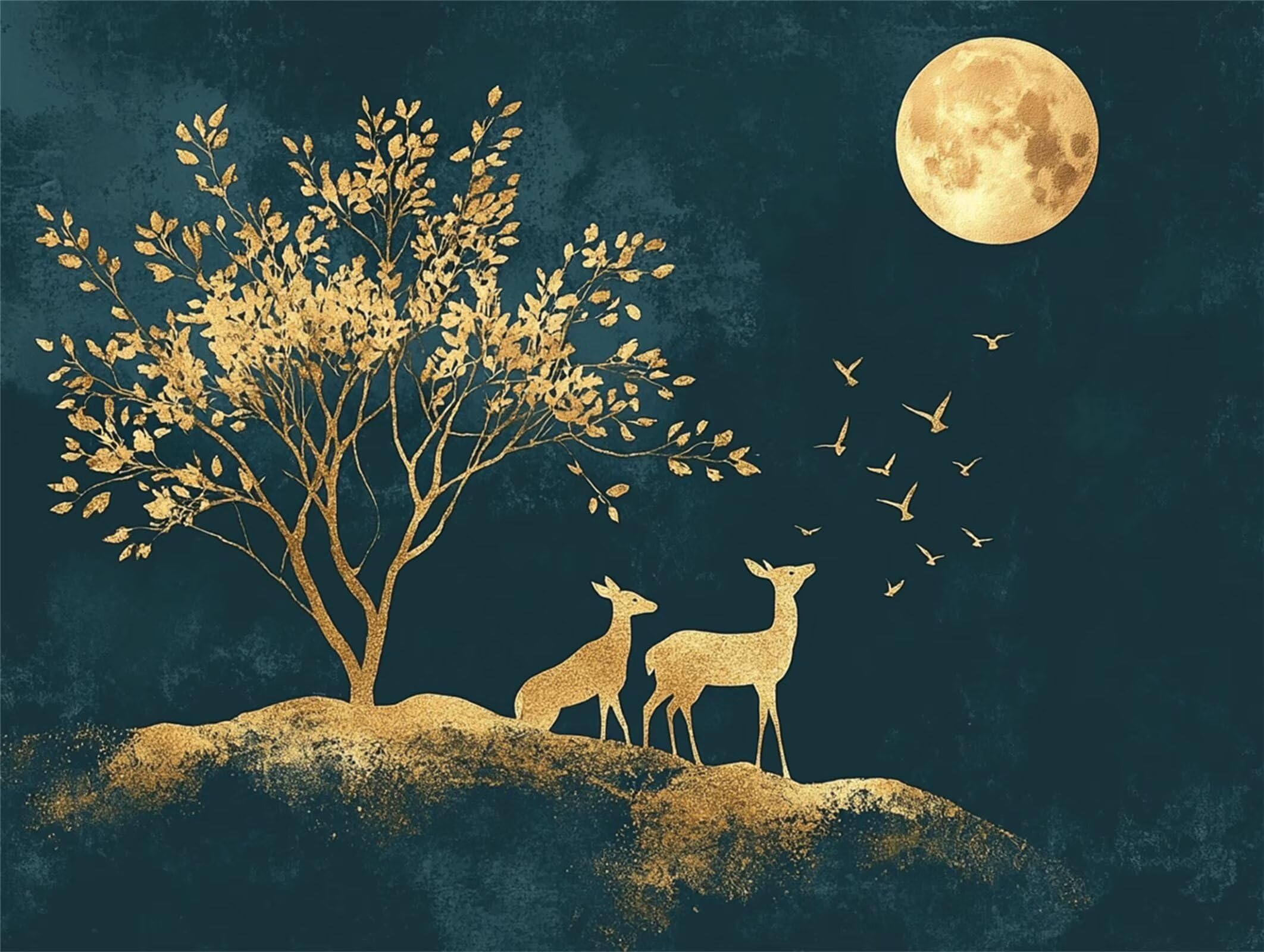 Pintar por Numeros Luna Pinturas Acrilicas Ciervo Pintura por Numeros Adultos DIY Lienzos para Pintar, Pintura Acrilica Manualidades, Decoración para Hogar, Regalos Cumpleaños 90x120cm Sin Marco q-952