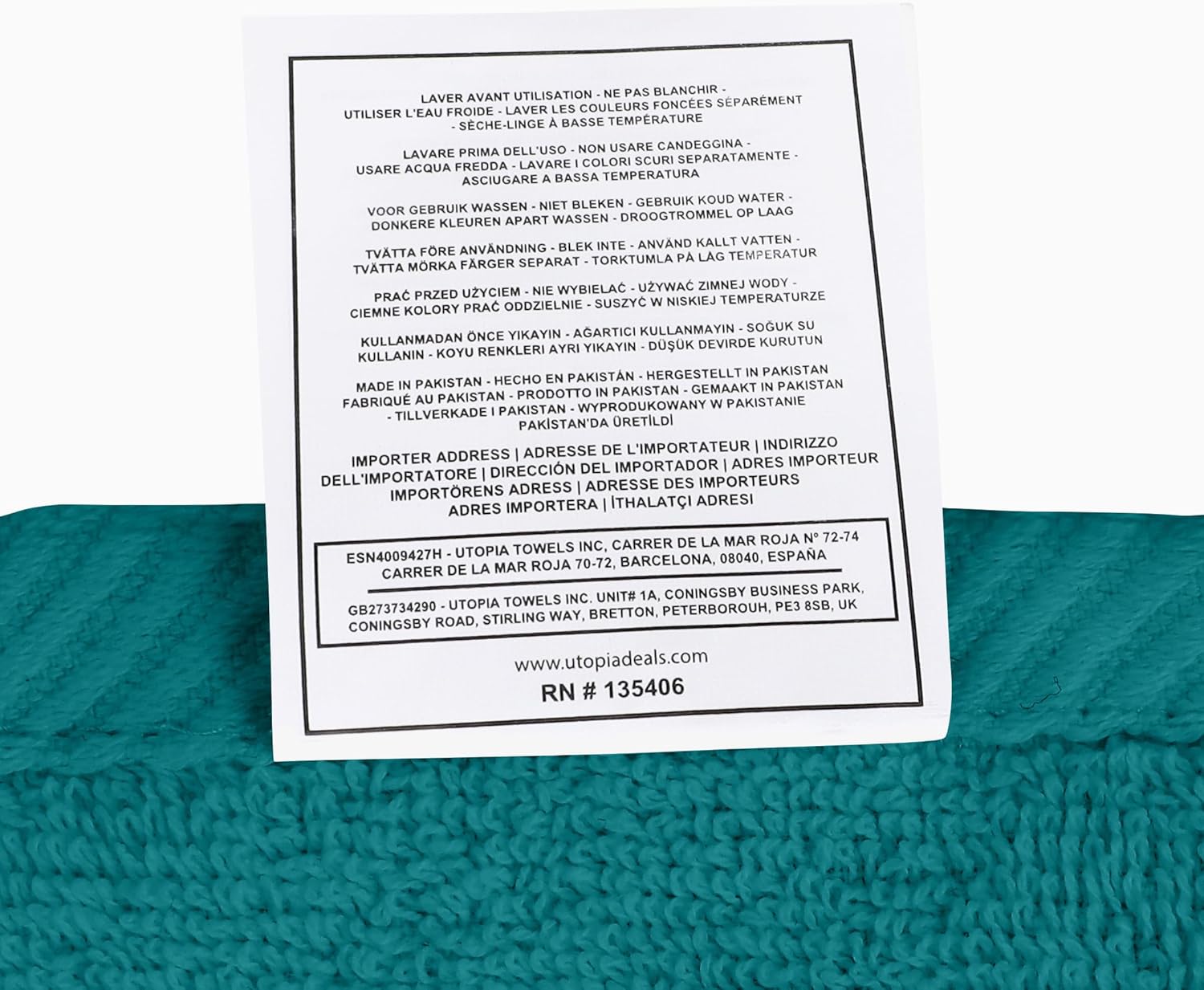 Utopia Towels 6 Piece Premium Hand Towels Set, (16 x 28 inches) 100% Ring Spun Cotton, Lightweight and Highly Absorbent Towels for Bathroom, Travel, Camp, Hotel, and Spa (Turquoise)