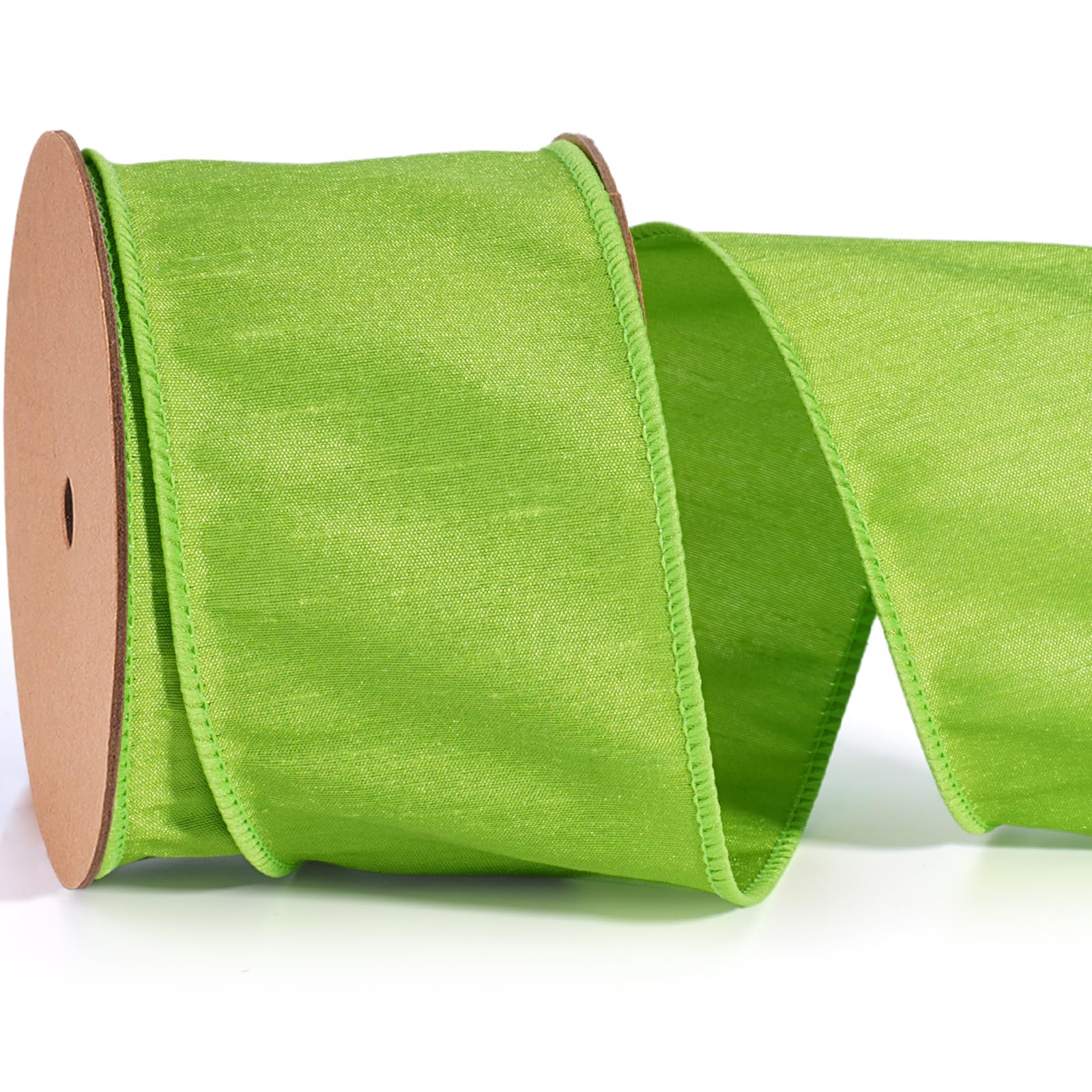 LaRibbons Lime Green Ribbon Wired Christmas Easter Dupioni 2.5" x 10 Yards
