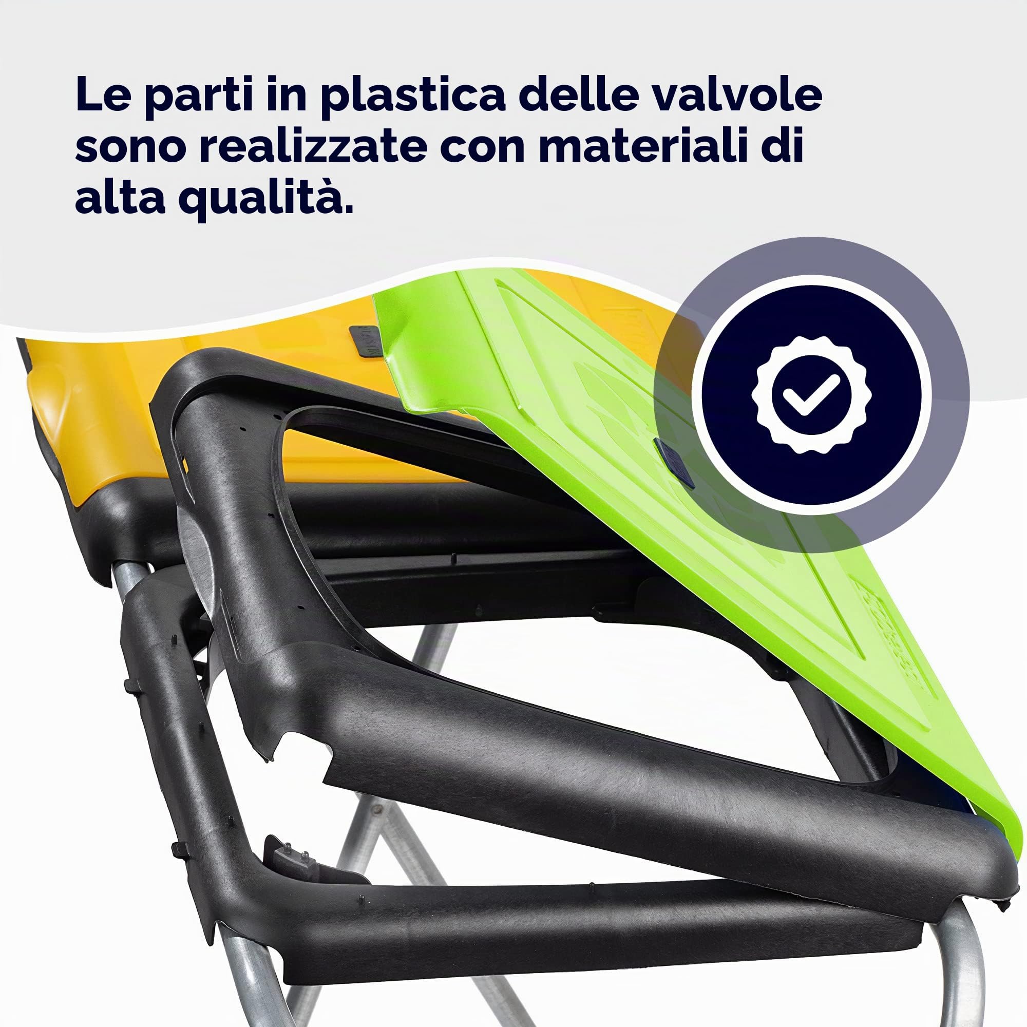 KADAX Supporto per Raccolta Differenziata Doppio v2, Stabile Supporto per Sacchi della Spazzatura con Coperchio in Plastica Giallo Verde Blu