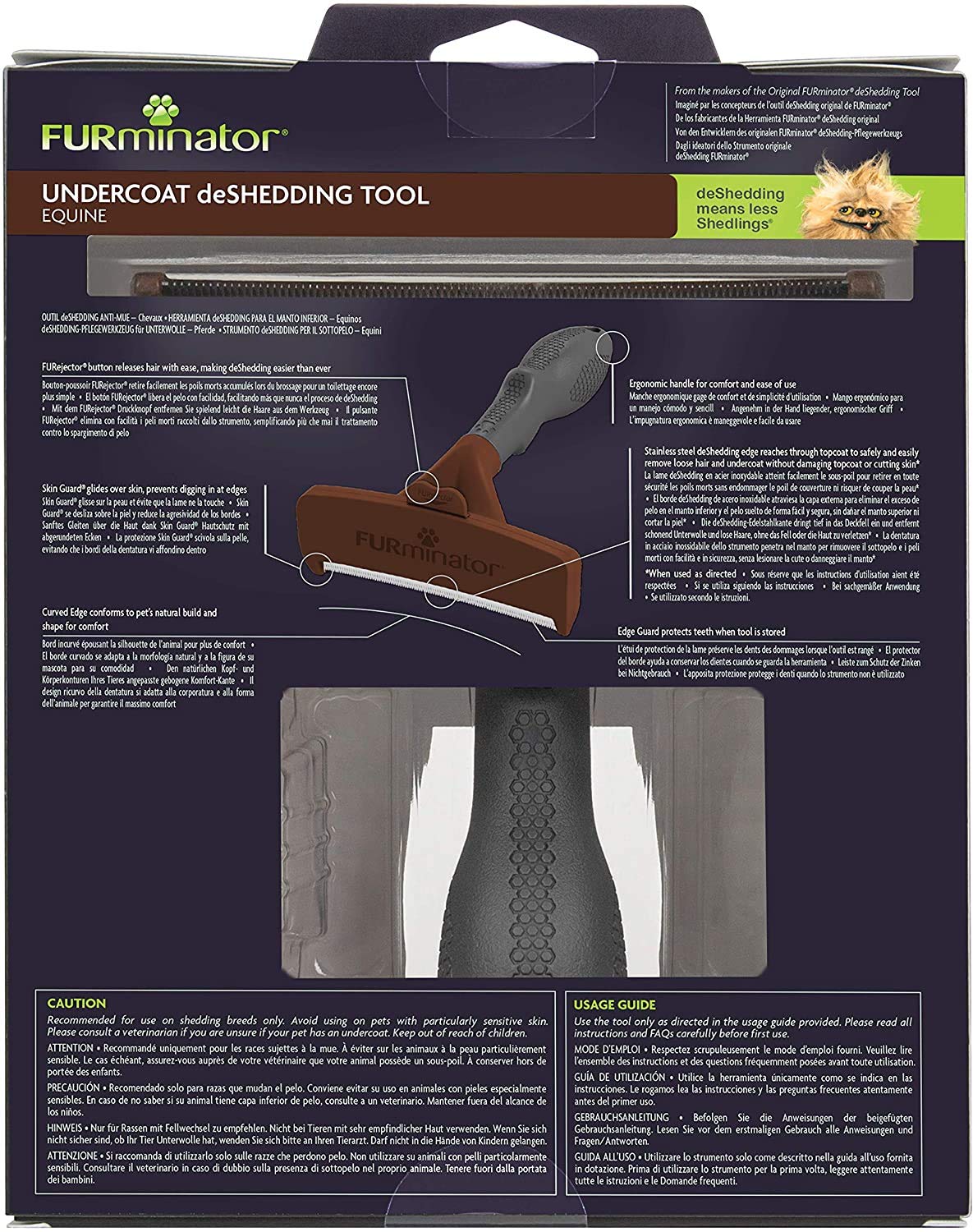 FURminator deShedding, Tool para caballos, Cepillo / Almohaza para caballos para eliminar el pelo suelto, Diseño mejorado