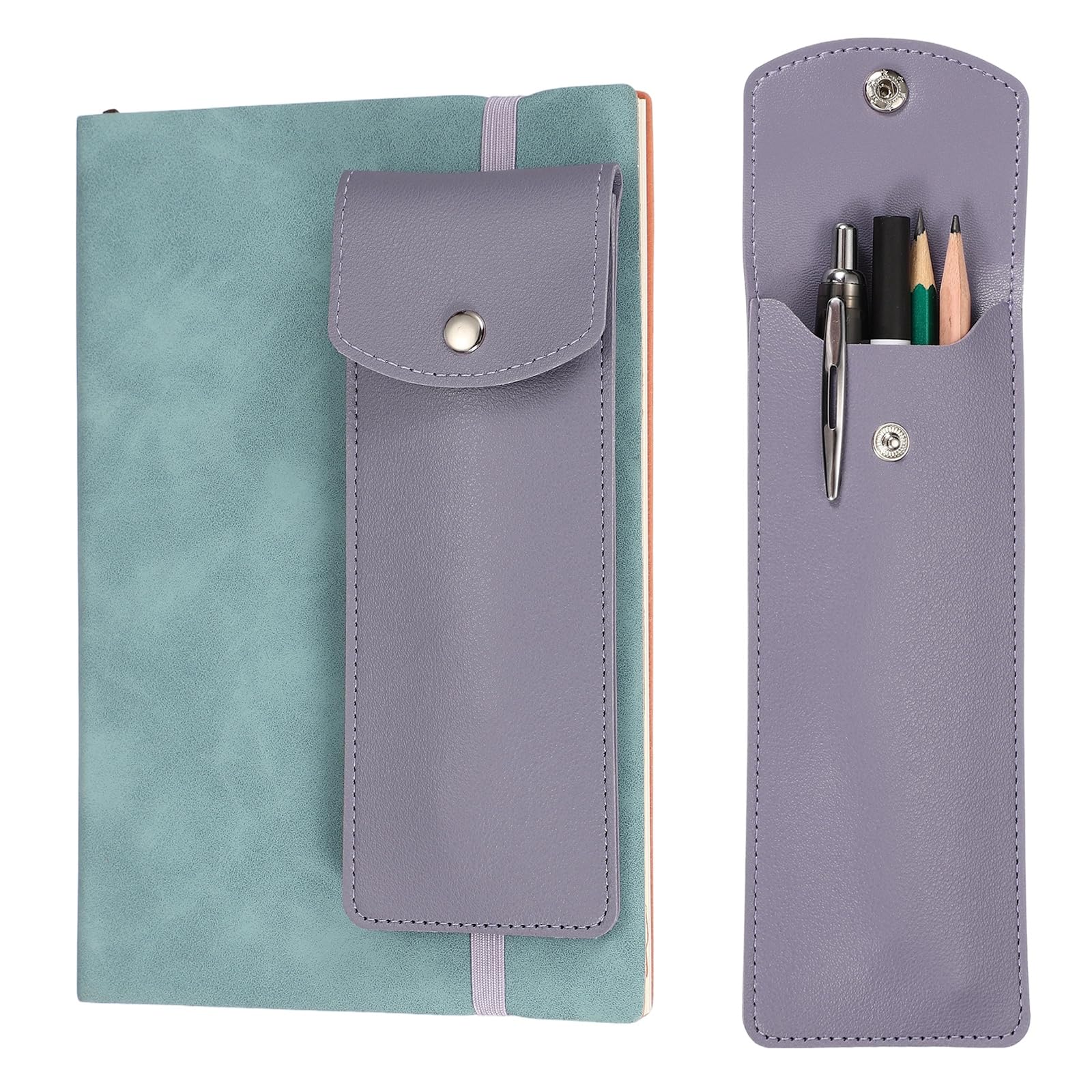 PATIKIL Elastic Band Pen Holder, Adjustable Leather Pen Sleeve Pouch for Notebook Journal Planner Tablet Office Classroom, Purple