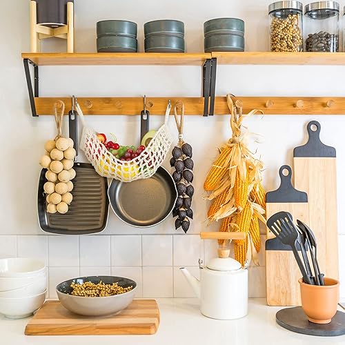 Miniatura 6 de Hamaca grande de macramé para frutas debajo del gabinete, hamaca de plátano para colgar en la encimera, ahorra espacio en el mostrador para cocina,