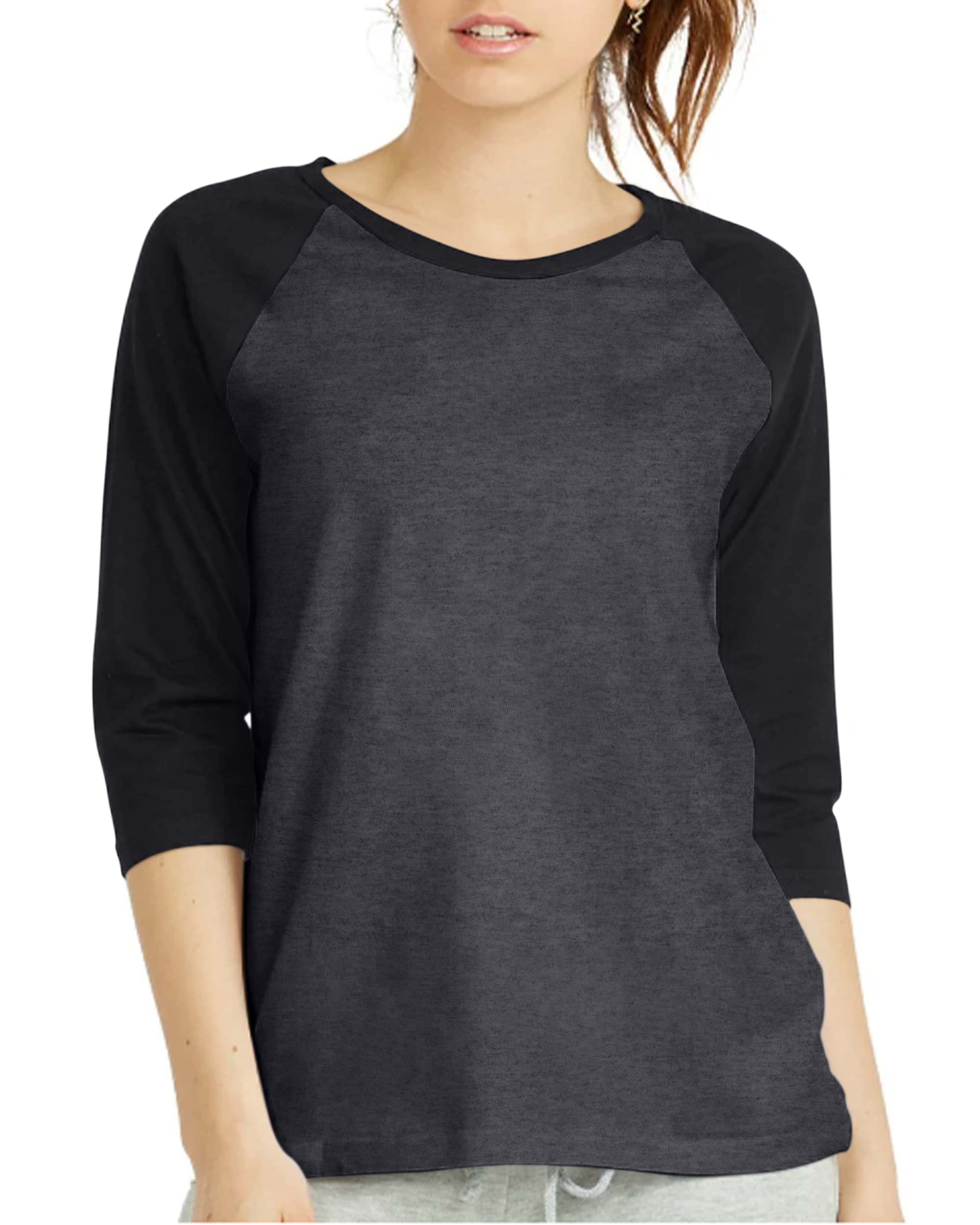 Camiseta de béisbol de manga 3/4 para mujer, camisetas raglán de manga corta