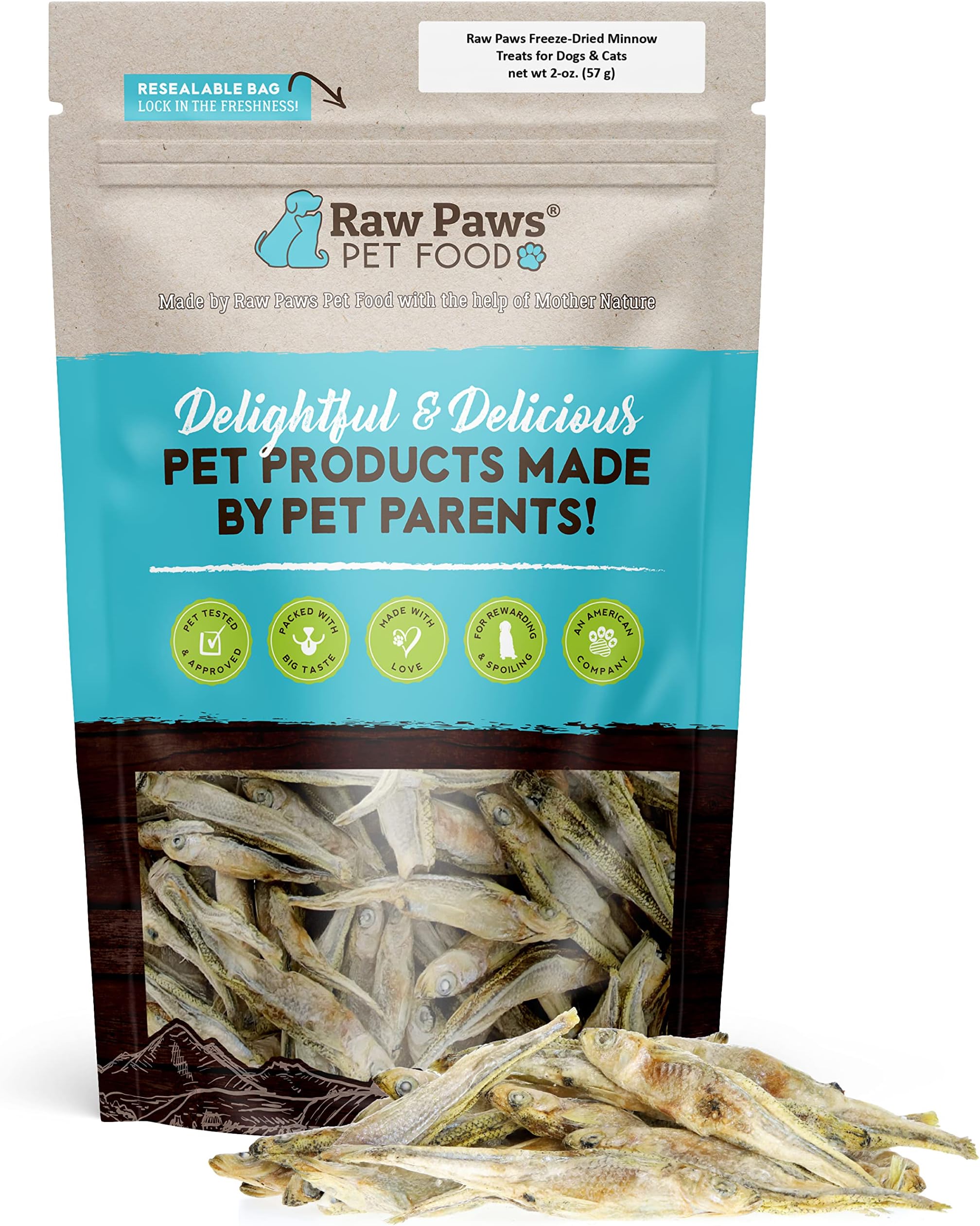 Raw Paws Smelt Freeze Dried Minnows for Cats & Dogs, 2-oz - Made in USA - Freeze Dried Fish for Cats - Single Ingredient Fish Dog Treats - Minnows Dog Treats