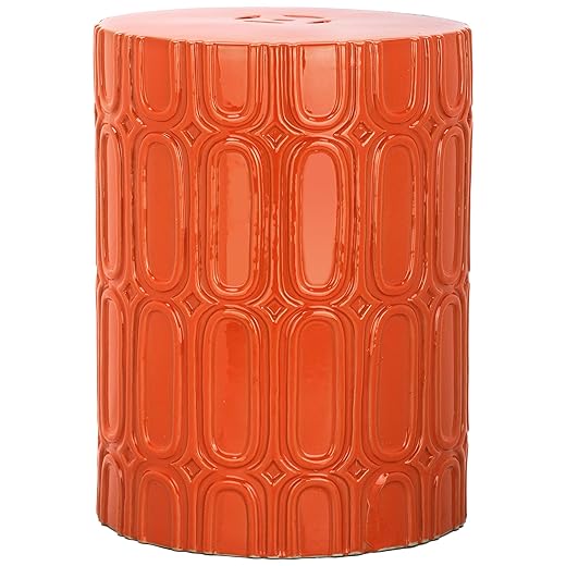 Safavieh Melody Glazed Ceramic Decorative Garden Stool, Orange