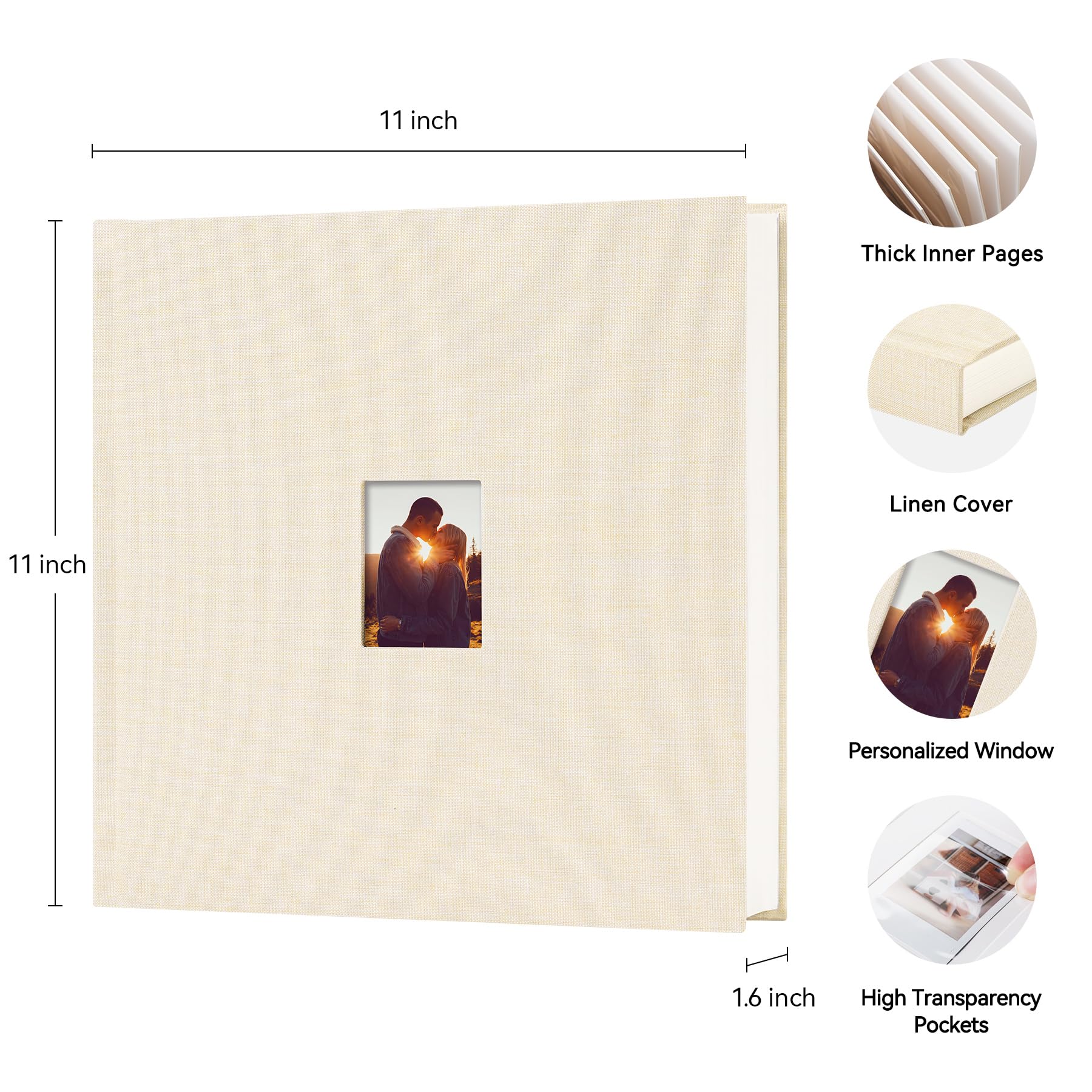 168 Taschen Instax Mini Fotoalbum für 2x3 Bilder, Leinen Hardcover Polaroid Fotoalbum mit Platz zum Schreiben, Polaroid Album Buch für Fujifilm Instax Mini Sofortbildkamera (Beige)
