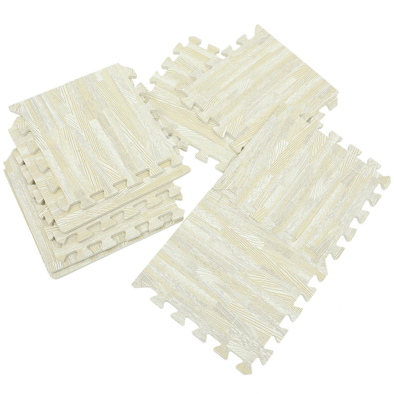 Puzzle Bodenmatte 10 Stück 30x30x1cm aus Eva in Beige | Spielende Kinder und Babys, Boden und Schutzmatte, Geeignet zum Liegen