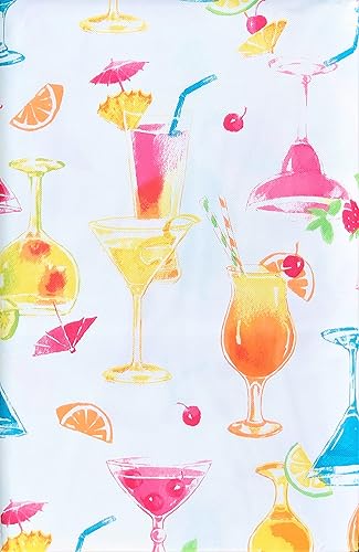 Miniatura 2 de Elrene Home Fashions Summer Fun - Mantel de vinilo con parte trasera de franela de vinilo colorido con frutas tropicales (52 x 70 pulgadas, oblongo)
